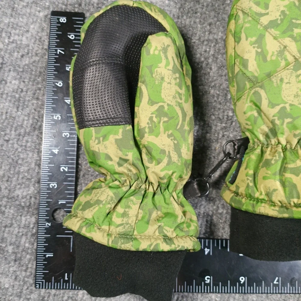 Gordini Mittens Kids Small Green Dinosaur Camo AquaBloc Insulated